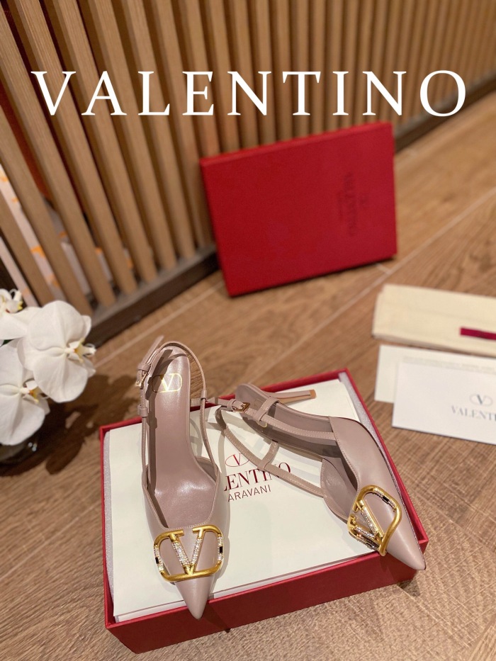 Valentino Vlogo Signature Satin Slingback Pumps Size 35-41 4-Color