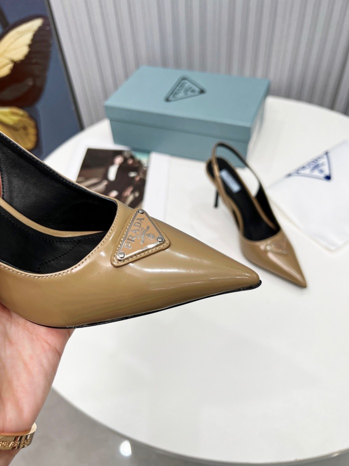 Prada Brushed Leather Slingback Pumps Size 35-41 8-Color