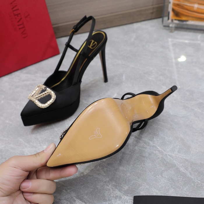 Valentino Vlogo Signature Satin Slingback Platform Size 35-41 5-Color