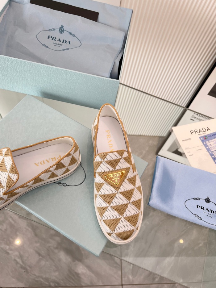 Prada 2024 Women Embroidered fabric slip-on Shoes Loafers Size 36-41
