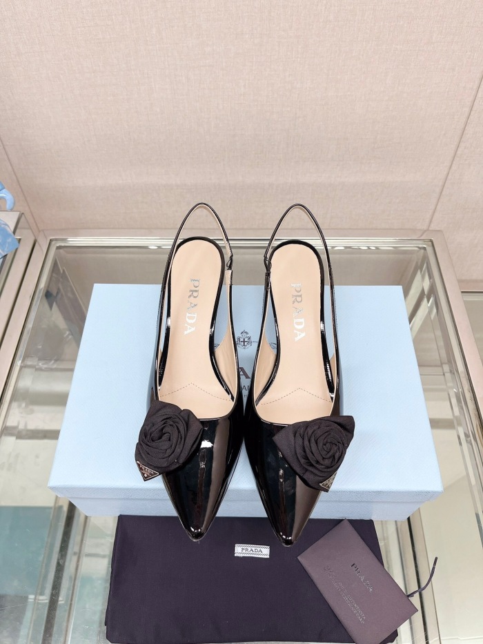 Prada Brushed Leather Slingback Pumps Size 35-40 2-Color