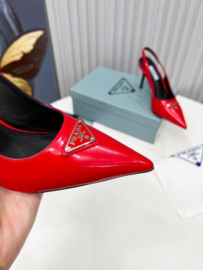 Prada Brushed Leather Slingback Pumps Size 35-41 8-Color