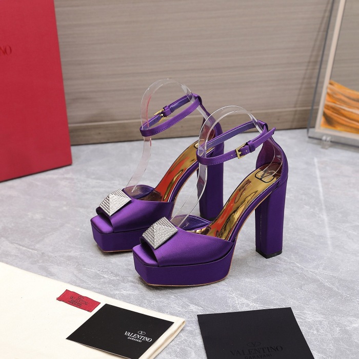Valentino One Stud Open-Toe Satin Platform Pumps Size 35-41 3-Color