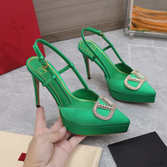 Valentino Vlogo Signature Satin Slingback Platform Size 35-41 5-Color