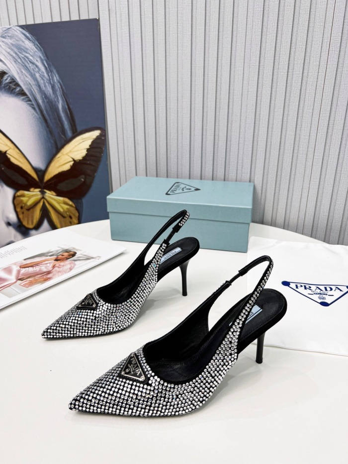 Prada Brushed Leather Slingback Pumps Size 35-41 3-Color