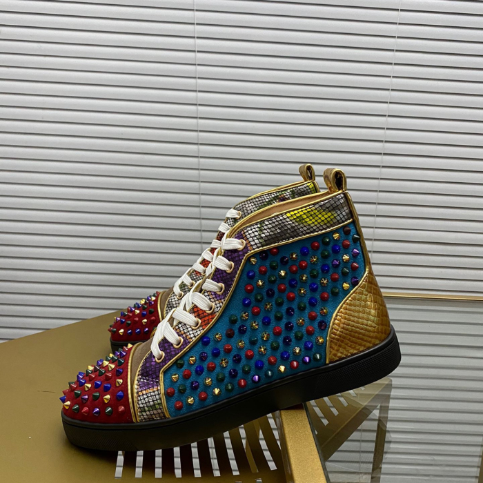 Christian Louboutin Louis Spikes High-Top Sneaker Size 36-46 10-Color