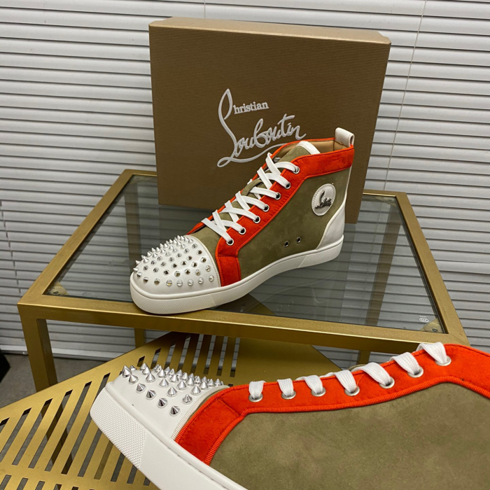 Christian Louboutin Lou Spikes High-Top Sneaker Size 36-46  9-Color
