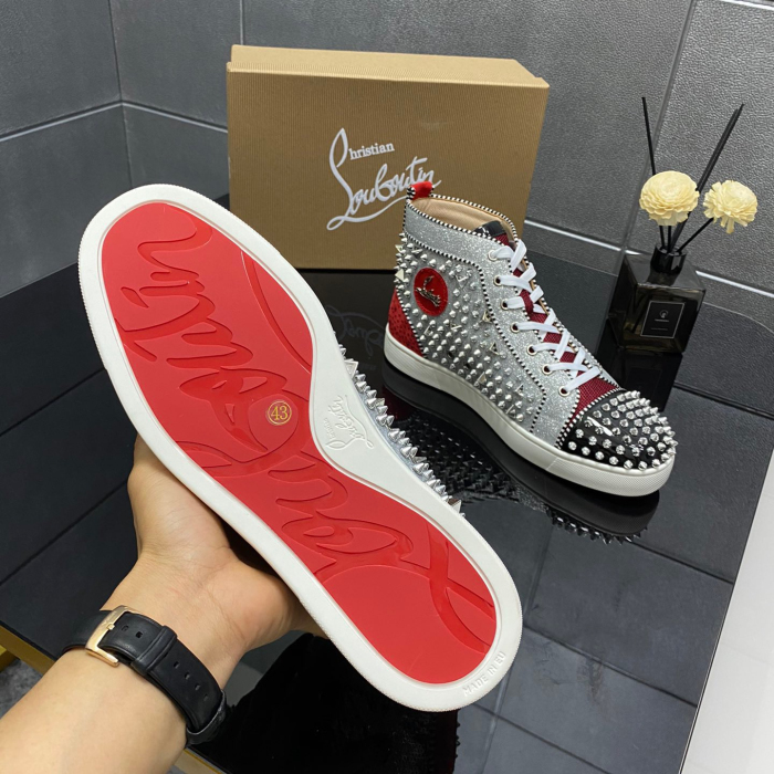Christian Louboutin Lou Spikes High-Top Sneaker Size 36-46  10-Color