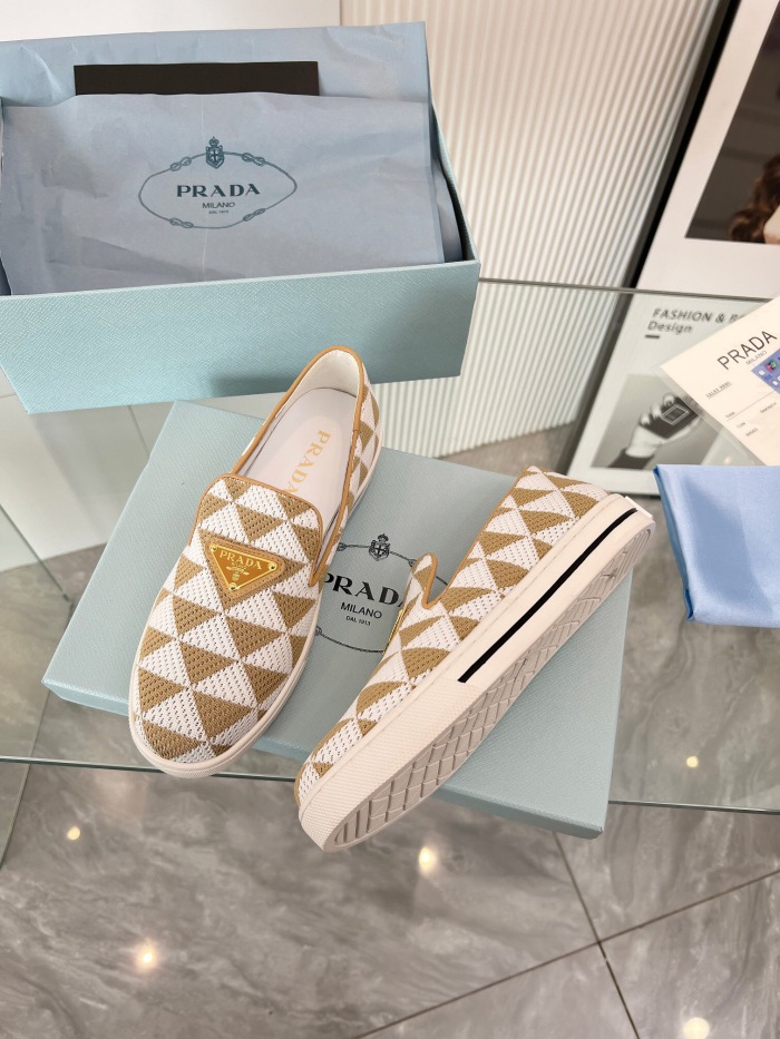 Prada 2024 Women Embroidered fabric slip-on Shoes Loafers Size 36-41