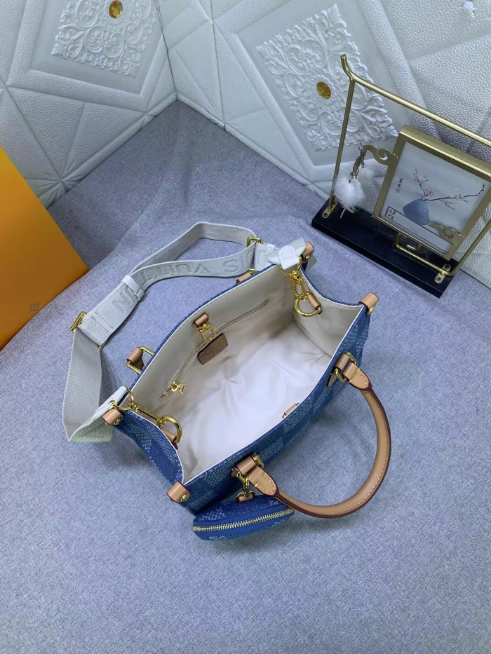 Louis Vuitton Monogram Reverse Giant Toron Denim Cowboy  Women Shopping Bags 25*19*11.5cm