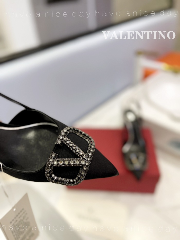 Valentino Vlogo Signature Satin Slingback Pumps Size 35-41 6-Color