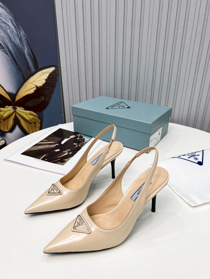 Prada Brushed Leather Slingback Pumps Size 35-41 8-Color