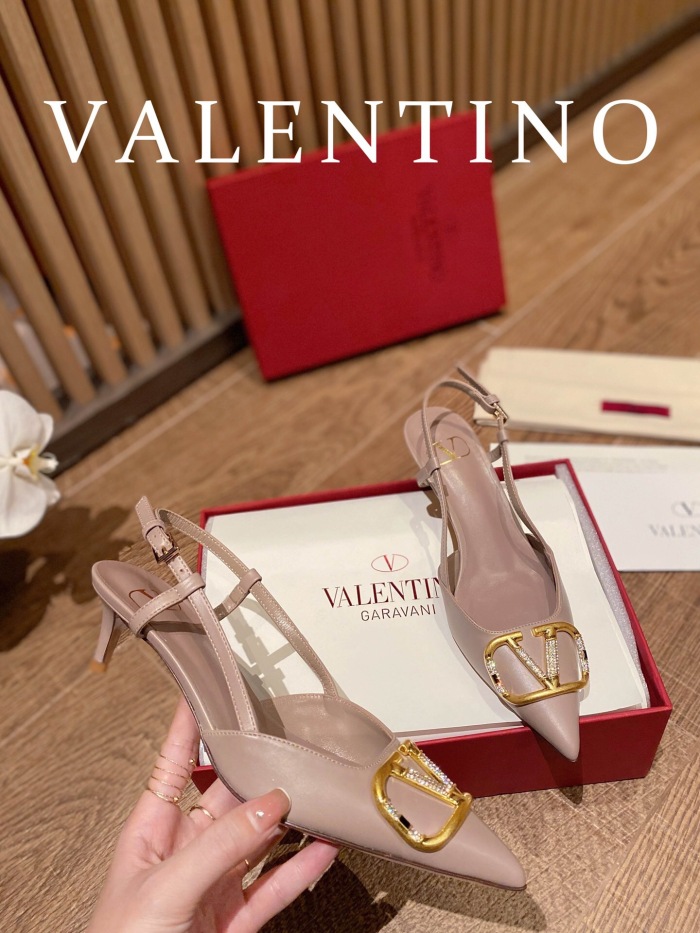Valentino Vlogo Signature Satin Slingback Pumps Size 35-41 4-Color
