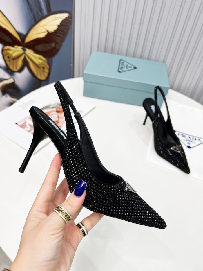 Prada Brushed Leather Slingback Pumps Size 35-41 3-Color
