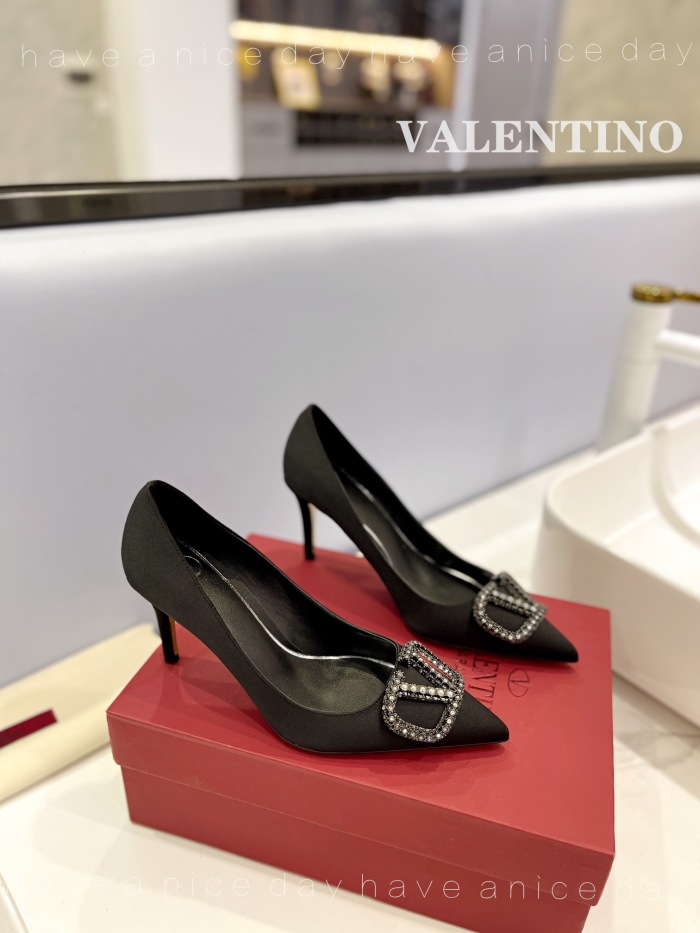 Valentino Vlogo Signature Satin Slingback Pumps Size 35-41 5-Color