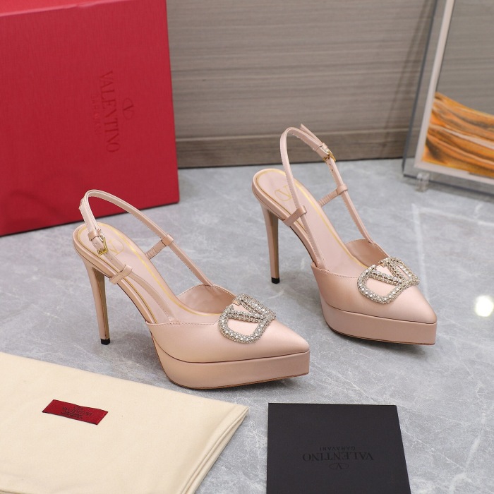 Valentino Vlogo Signature Satin Slingback Platform Size 35-41 5-Color