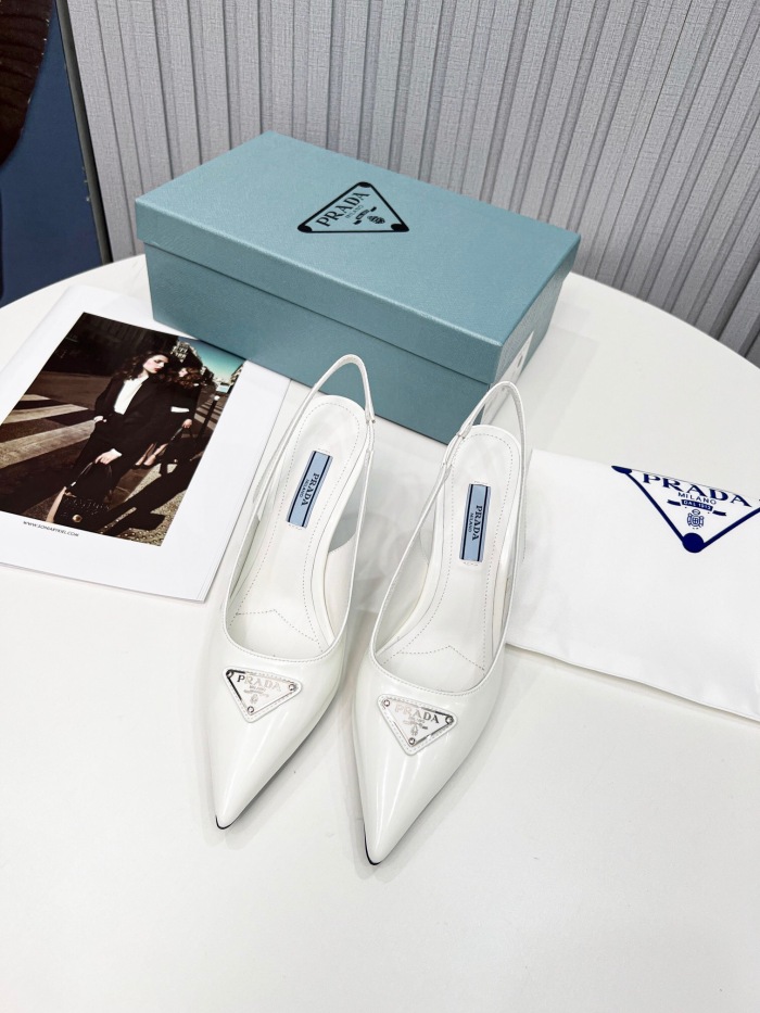 Prada Brushed Leather Slingback Pumps Size 35-41 8-Color