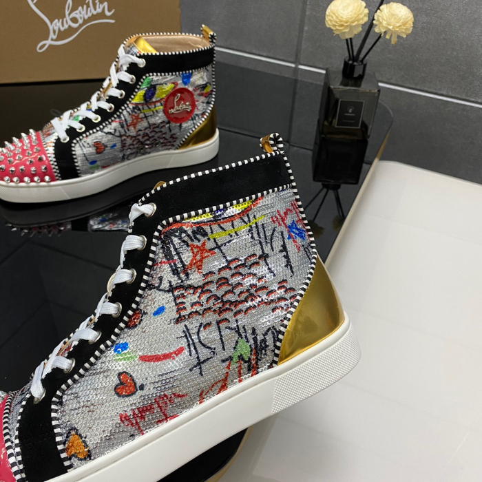 Christian Louboutin Lou Spikes High-Top Sneaker Size 36-46  10-Color