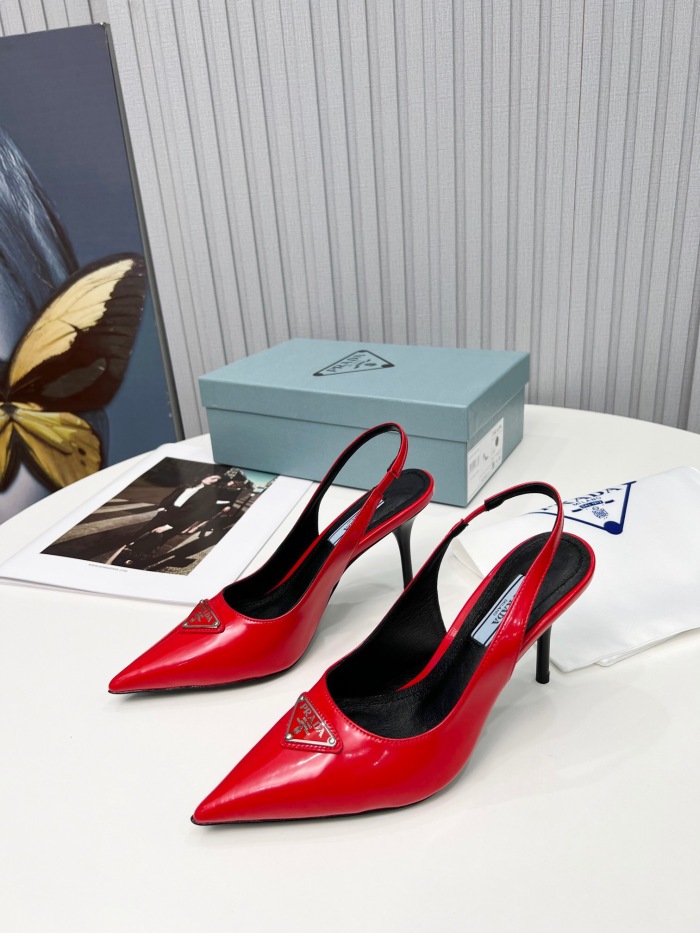 Prada Brushed Leather Slingback Pumps Size 35-41 8-Color