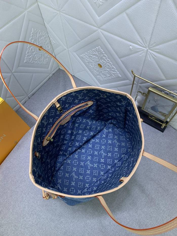 Louis Vuitton M40995 Neverfull Denim Cowboy Shopping Bags Size 32*29*17cm