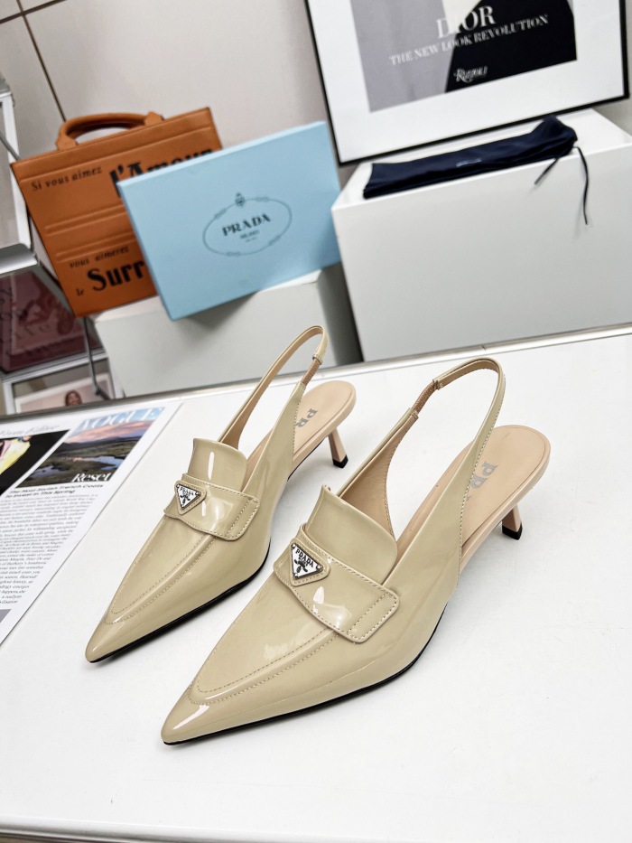 Prada Brushed Leather Slingback Pumps Size 35-41 3-Color
