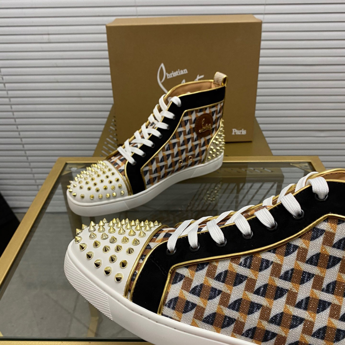 Christian Louboutin Louis Spikes High-Top Sneaker Size 36-46  5-Color