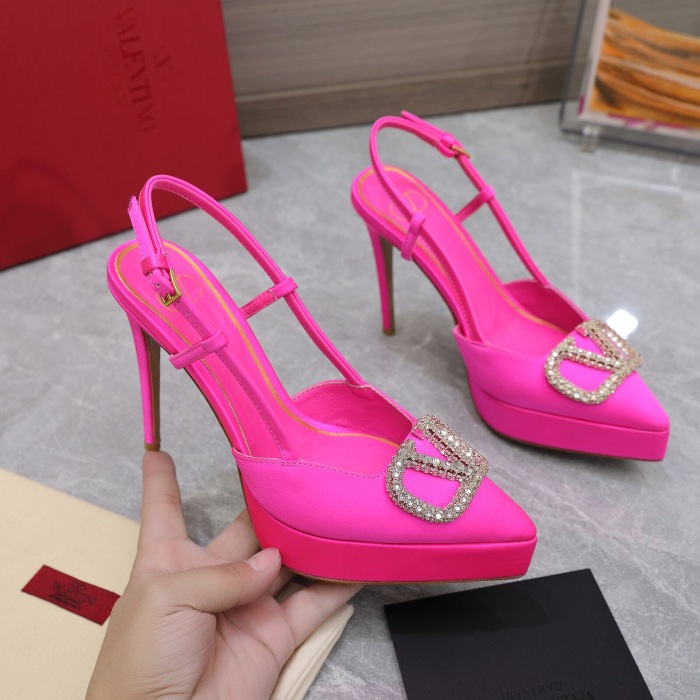 Valentino Vlogo Signature Satin Slingback Platform Size 35-41 5-Color