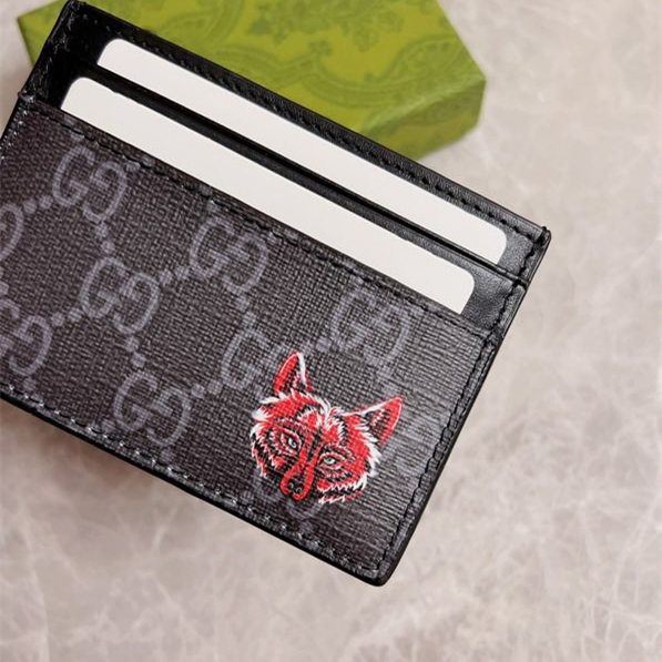Gucci GG Kingsnake print GG Supreme card case Size 10*7cm Style: 451277