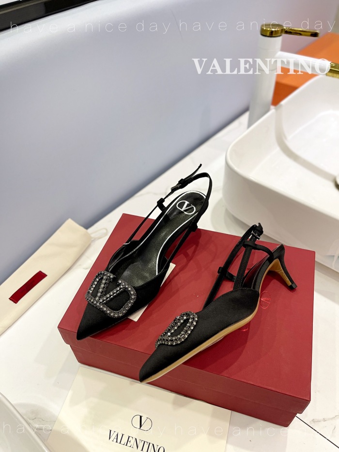 Valentino Vlogo Signature Satin Slingback Pumps Size 35-41 6-Color