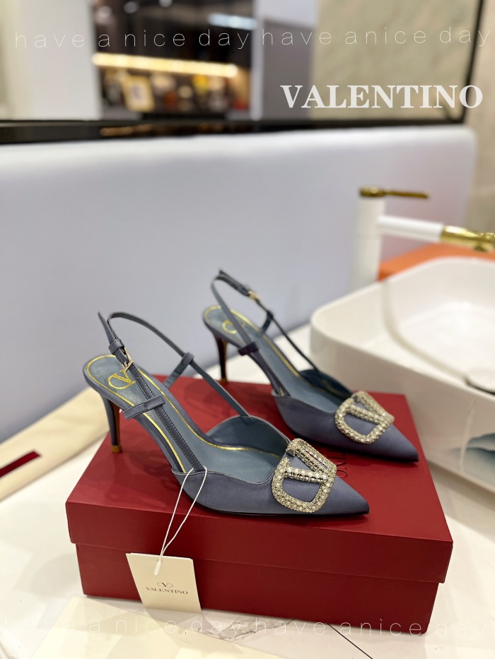 Valentino Vlogo Signature Satin Slingback Pumps Size 35-41 6-Color