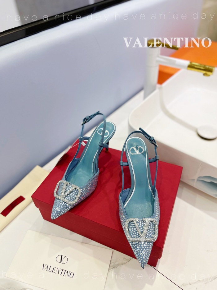 Valentino Vlogo Signature Satin Slingback Pumps Size 35-41 3-Color