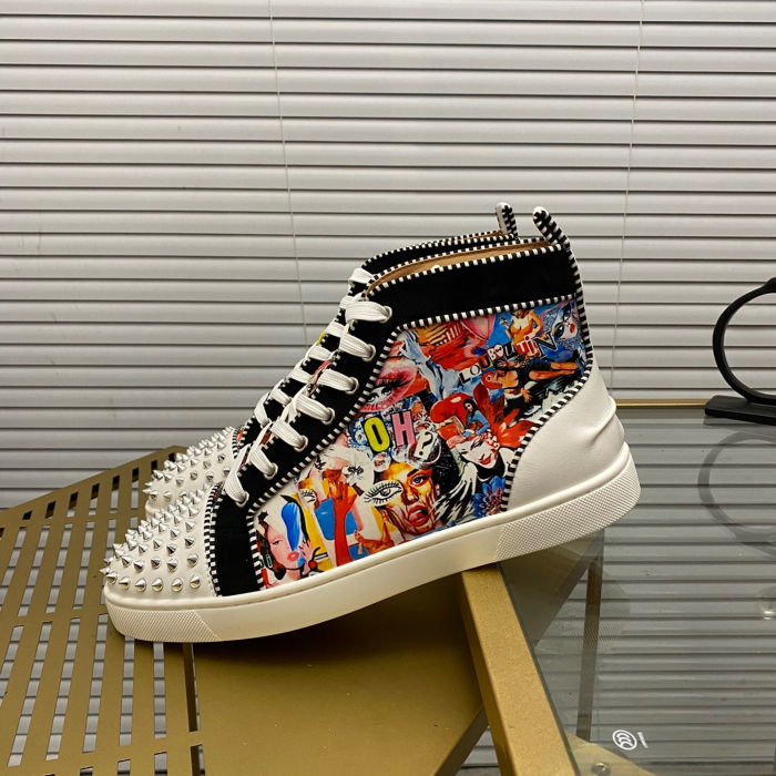 Christian Louboutin Lou Spikes High-Top Sneaker Size 36-46  9-Color