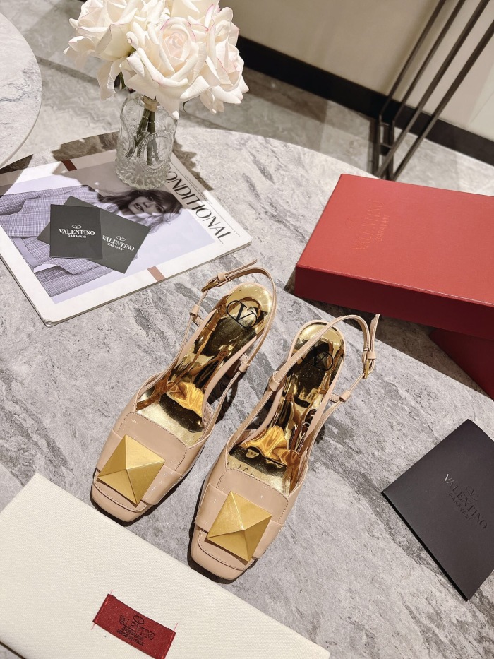 Valentino One Stud Patent Leather Slingback Pumps Size 35-41 4-Color
