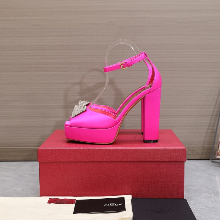 Valentino One Stud Open-Toe Satin Platform Pumps Size 35-41 3-Color