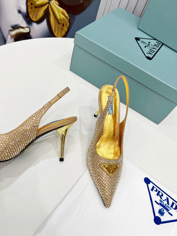 Prada Brushed Leather Slingback Pumps Size 35-41 3-Color