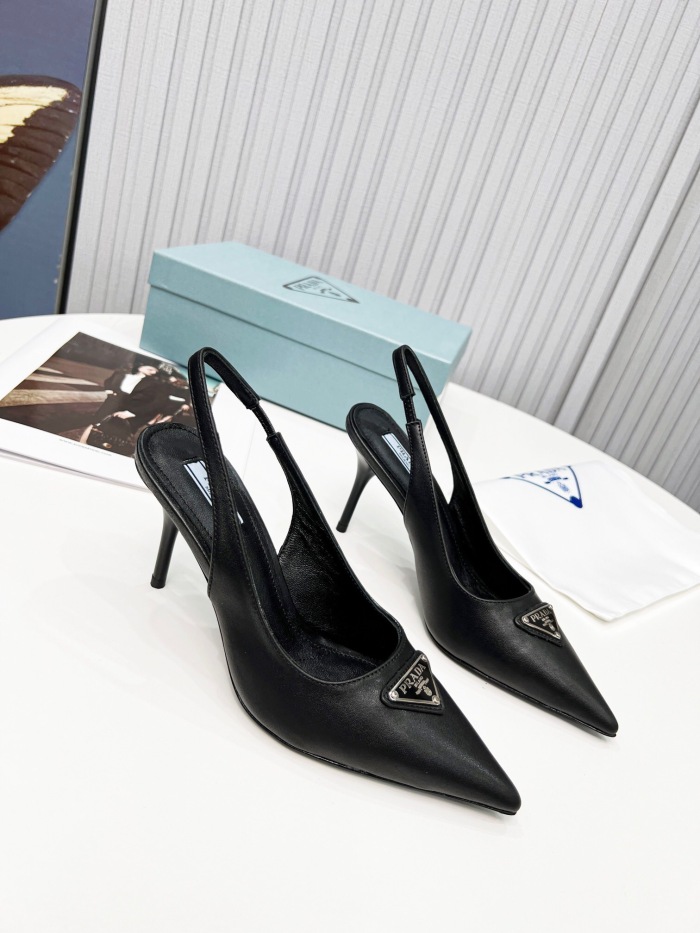 Prada Brushed Leather Slingback Pumps Size 35-41 8-Color