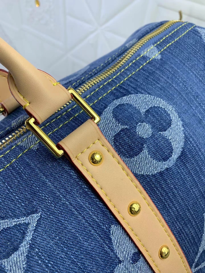 Louis Vuitton KEEPALL BANDOULIÈRE 45 Keepall Bandoulière  Monogram Denim Travel Bags Size 45*27*20cm