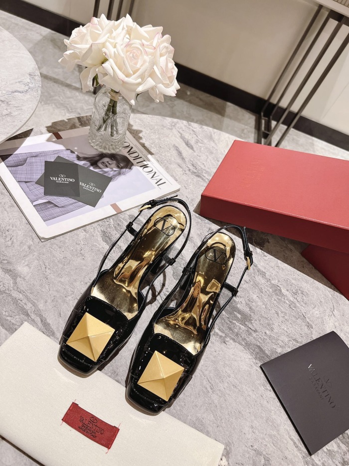 Valentino One Stud Patent Leather Slingback Pumps Size 35-41 4-Color