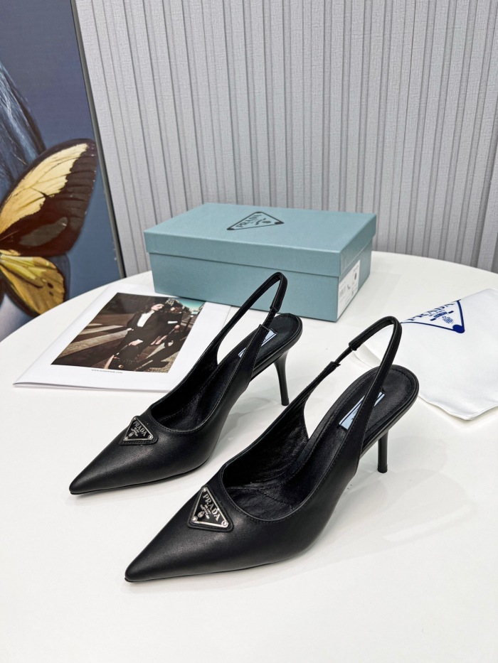 Prada Brushed Leather Slingback Pumps Size 35-41 8-Color