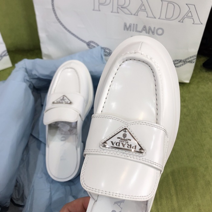 Prada Brushed Leather Mules Sneaker Size 35-40   2-Color