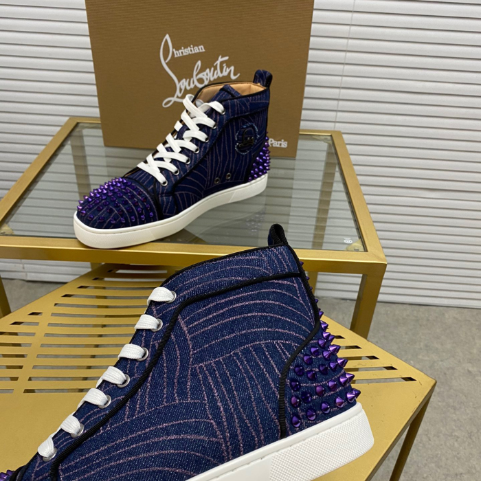 Christian Louboutin Louis Spikes High-Top Sneaker Size 36-46  5-Color