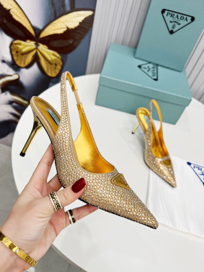 Prada Brushed Leather Slingback Pumps Size 35-41 3-Color