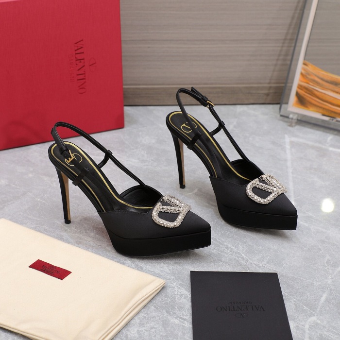 Valentino Vlogo Signature Satin Slingback Platform Size 35-41 5-Color