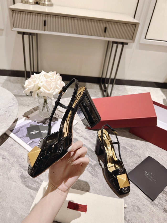 Valentino One Stud Patent Leather Slingback Pumps Size 35-41 4-Color