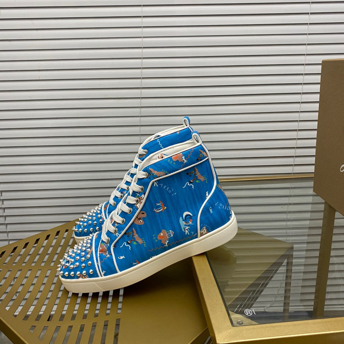 Christian Louboutin Lou Spikes High-Top Sneaker Size 36-46  9-Color