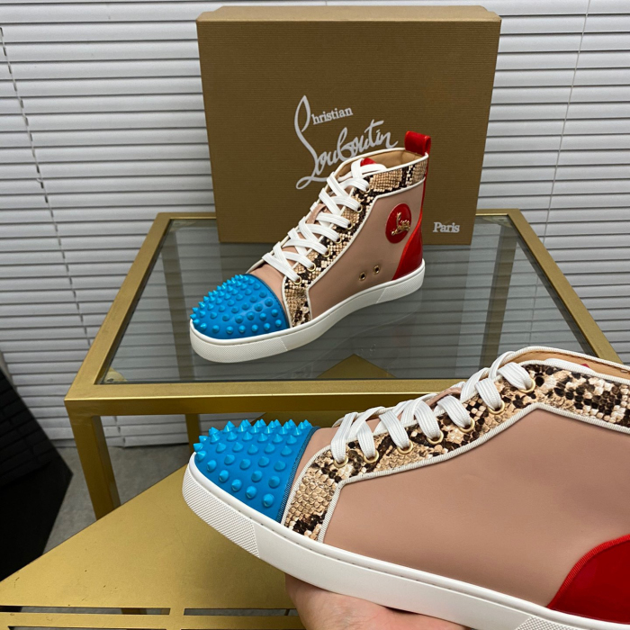 Christian Louboutin Lou Spikes High-Top Sneaker Size 36-46  9-Color