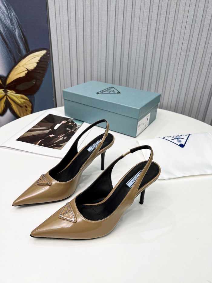 Prada Brushed Leather Slingback Pumps Size 35-41 8-Color