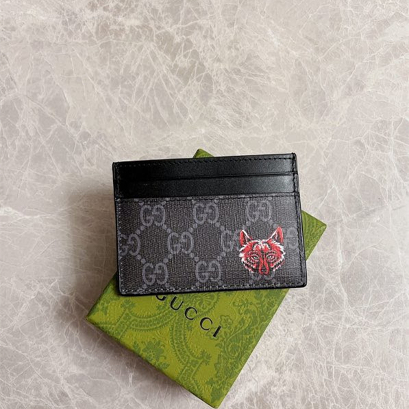 Gucci GG Kingsnake print GG Supreme card case Size 10*7cm Style: 451277