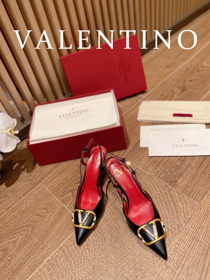 Valentino Vlogo Signature Satin Slingback Pumps Size 35-41 4-Color