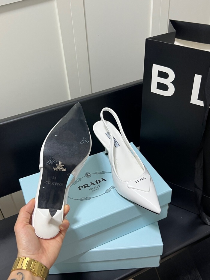 Prada Brushed Leather Slingback Pumps Size 35-41 3-Color